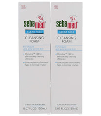 Sebamed Clear Face Cleansing Foam being rinsed off showing pH-balanced formula protecting the skin barrier.