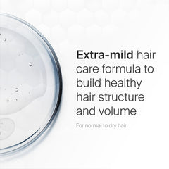SEBAMED Everyday Shampoo close-up of delicate fragrance enhancing shower experience.