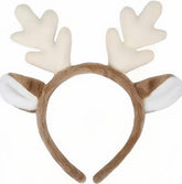 SeBneny reindeer antlers headband front view white for festive costumes and photos