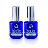 Seche Vive top coat bottle glistens with gel-like shine, no UV lamp needed.