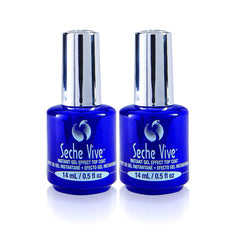 Seche Vive top coat bottle glistens with gel-like shine, no UV lamp needed.