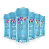 Secret lavender clear gel bottle front view with six-pack for daily freshness