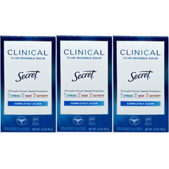 Secret Clinical Strength invisible solid deodorant pack shot emphasizing discreet, prescription-strength protection