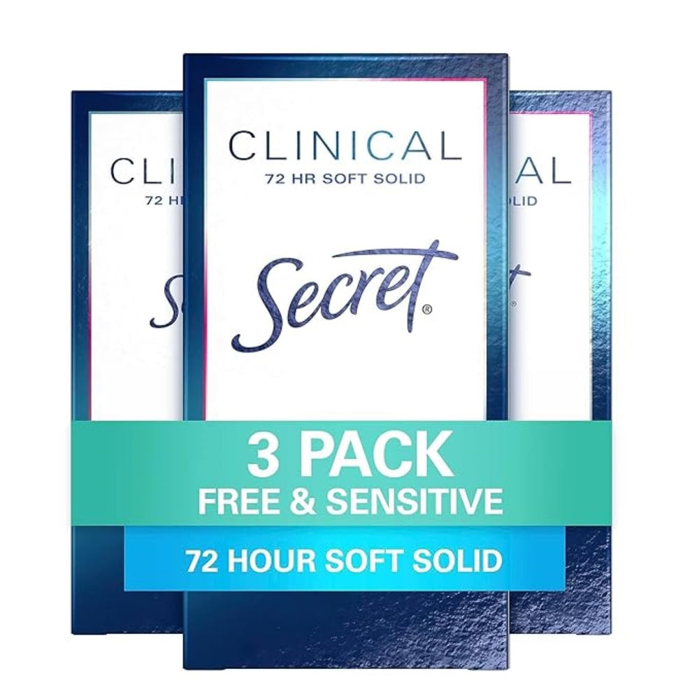 Secret Clinical Strength unscented bottle shows 72-hour protection for all-day confidence.