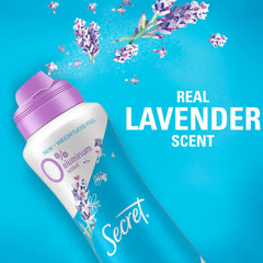 Secret Dry Spray lavender mist showcases lightweight quick-dry formula for active days