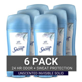 Secret Original Unscented Invisible Solid pack6 outer view shows long-lasting protection.