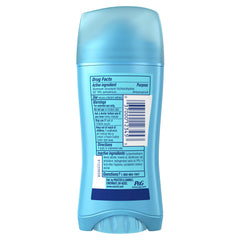 Secret women's deodorant stick front view highlights compact invisible protection while staying dry.