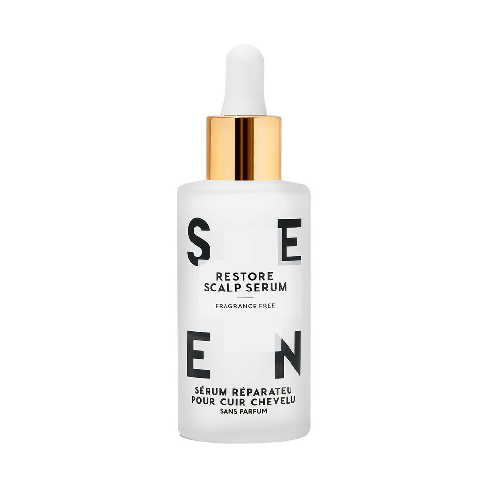 SEEN Restore Scalp Serum bottle showing fragrance-free hydration for sensitive skin