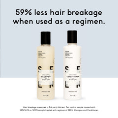 SEEN Shampoo Eco-Refill on hair after use shows smoother, frizz-reducing results