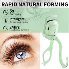 SEGMINISMART heated eyelash curler green 5-second heat-up in action for quick mornings.