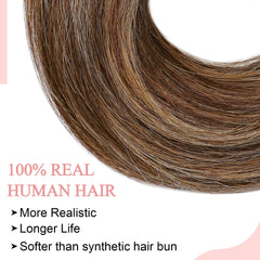SEGO donut chignon extension creates voluminous updo for quick styling.