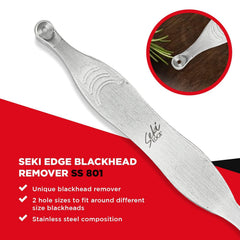Seki Edge SS-801 dual-hole tool designed for facial pore care.
