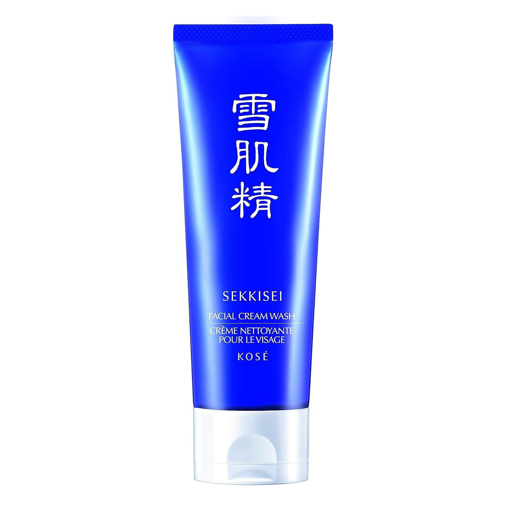 SEKKISEI facial cream wash bottle pour shows easy dispensing for daily cleansing with smooth foam