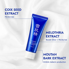 SEKKISEI closeup foam texture highlighting silky, hydrated cleansing action