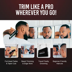 Self-Cut System 3 Way Mirror folded compact for travel and compact spaces.