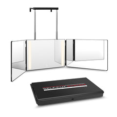 Self-Cut System 3 Way Mirror front view with LED lighting for precise at-home cuts.