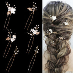 SELFCLOUD pearl bridal hair pin with flower-detail adds romantic sparkle to hair