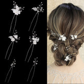 SELFCLOUD pearl hair pins with flower cluster for bridal styling and sparkle.