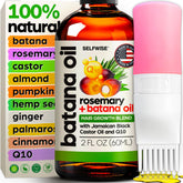 SELFWISE Batana Oil bottle close-up shows pure organic formula supporting hair growth.