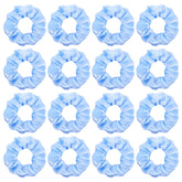 Semato 16-pack satin scrunchies in light blue for smooth wear and versatile styling.