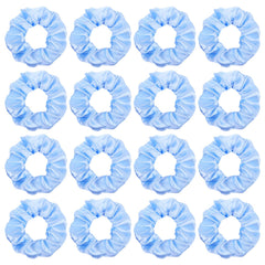Semato 16-pack satin scrunchies in light blue for smooth wear and versatile styling.
