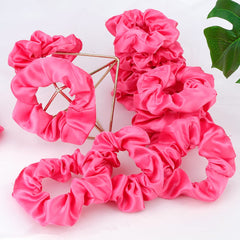 Semato satin scrunchies hot pink gift-ready wrap demonstrates bridesmaid gift appeal