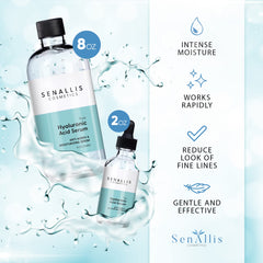 SenAllis Hyaluronic Serum pump dispenser enables easy, quick-absorb application.