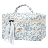 Senbowe large quilted makeup bag front view for organized travel and style.