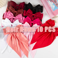 Seneeel Red Series hair bow clip closeup showcases gauze ribbon texture and vibrant color.