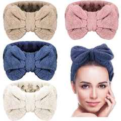 Senkary bow headband white pack close-up shows soft microfiber for gentle skincare.
