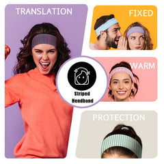 SENMAY striped headbands close-up shows soft breathable cotton material.