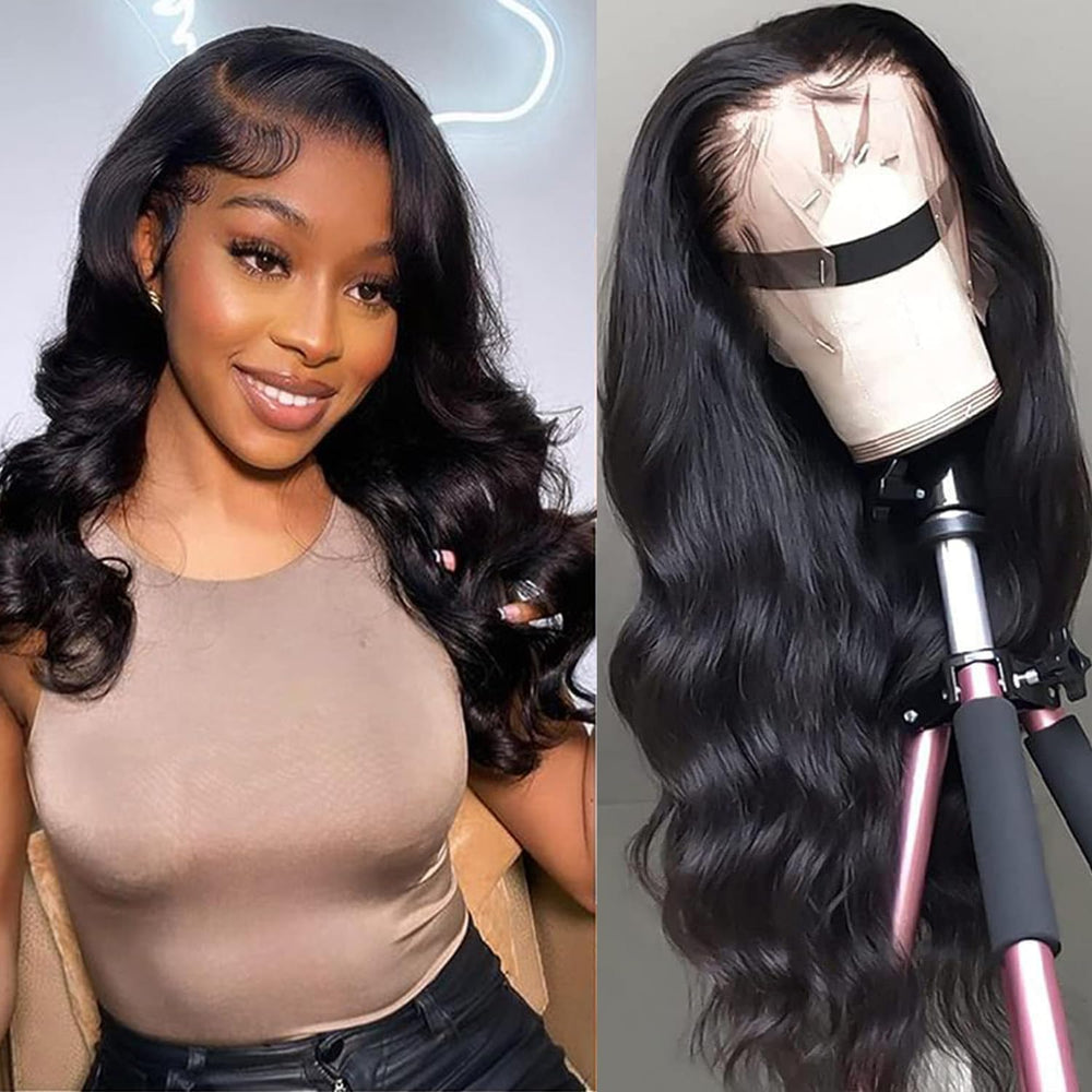 SENSAIRUITE body wave lace front wig front view shows natural hairline for versatile styling