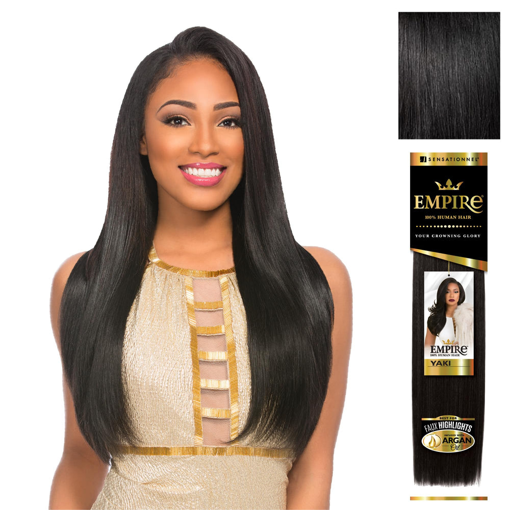 Sensationnel Empire Yaki 12in jetblack bundle for easy sew-in and natural movement.
