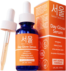 SeoulCeuticals vitamin C serum bottle highlighting brightening potential.