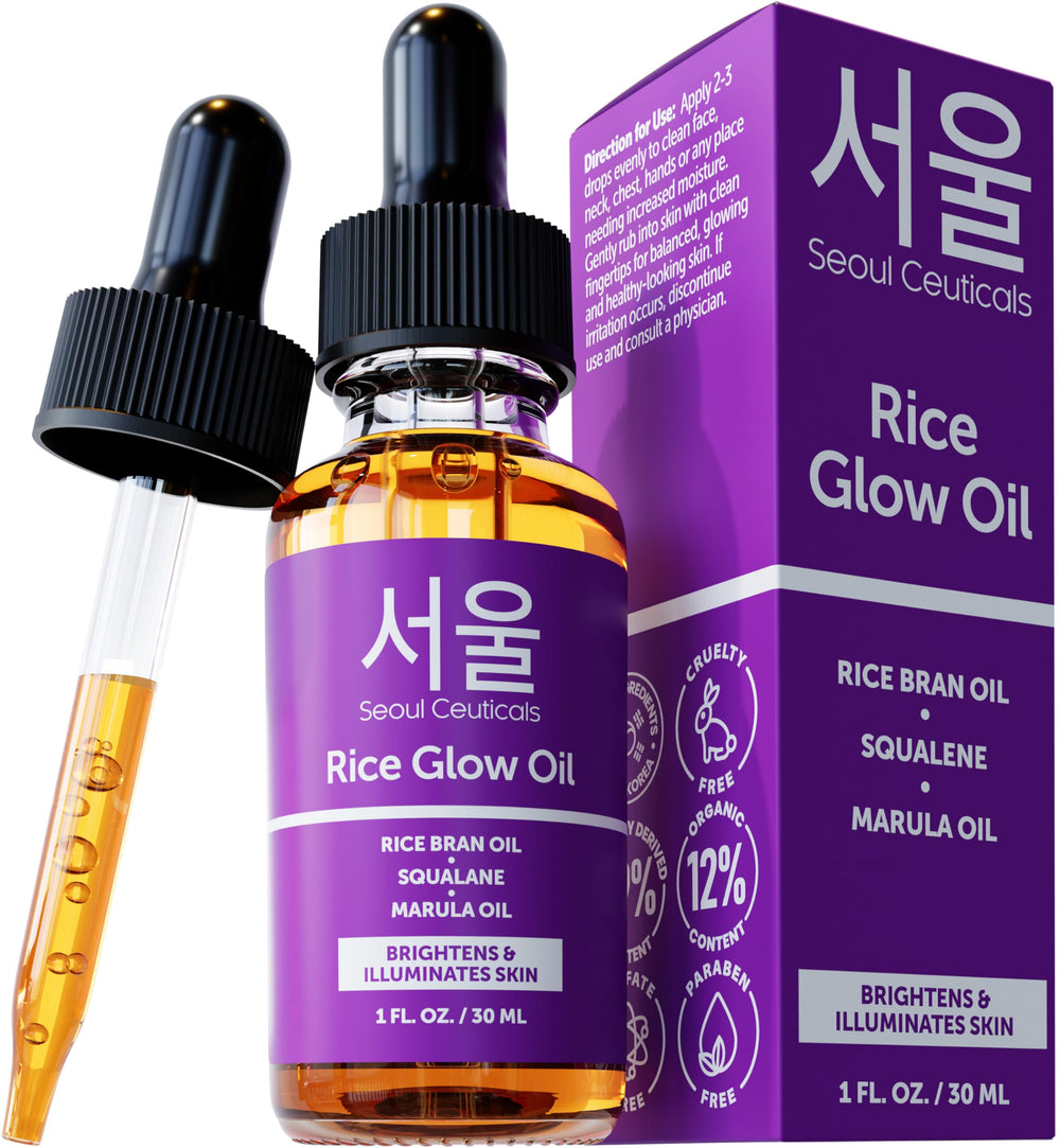 SeoulCeuticals rice bran oil glass skin application enhances hydration with a radiant finish.