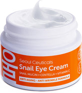 SeoulCeuticals snail mucin eye cream tube closeup showing premium formula for brightening under eyes