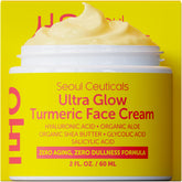 SeoulCeuticals Turmeric Cream bottle closeup highlighting hydrating formula for dull skin.