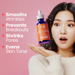 SeoulCeuticals serum dropper close-up emphasizing precise application and quick absorption.