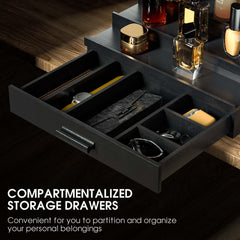 Sephyroth Cologne Organizer dressing-table setup enhances morning rituals with a tidy fragrance display.