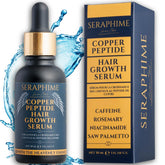Seraphime copper peptide serum bottle for hair growth promotes fuller-looking hair