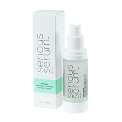 Serious Serum exfoliating serum bottle showcases smooth texture benefits for post-shave care