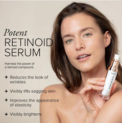 Serovital RetinAll daily serum application shows easy nightly use for gentle wrinkle care.