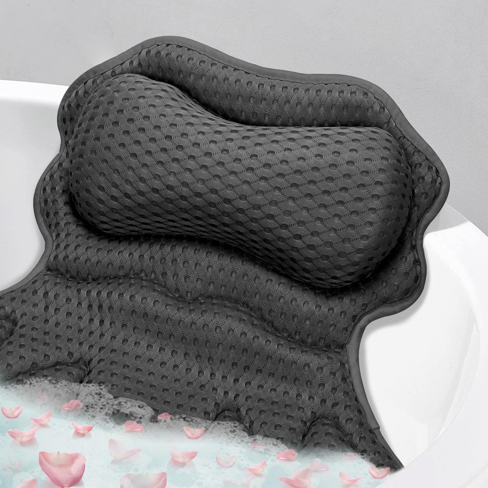 Setsail bath pillow front view highlighting ergonomic neck and shoulder support.