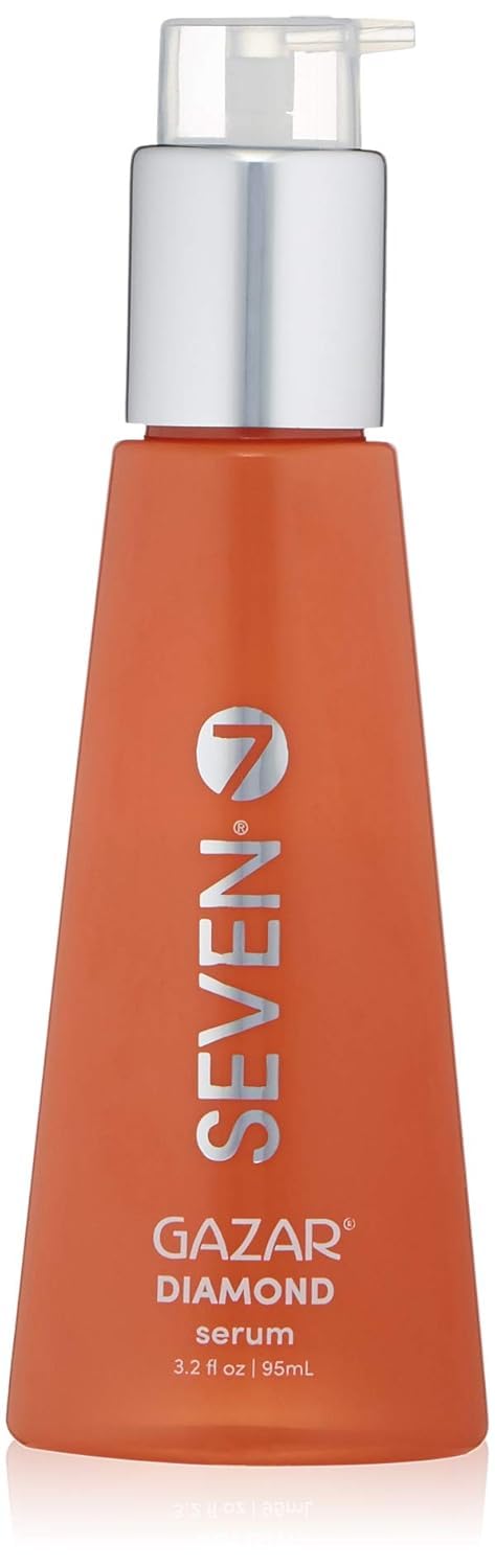 SEVEN Gazar Diamond Serum bottle close-up highlights sleek packaging and radiant shine.