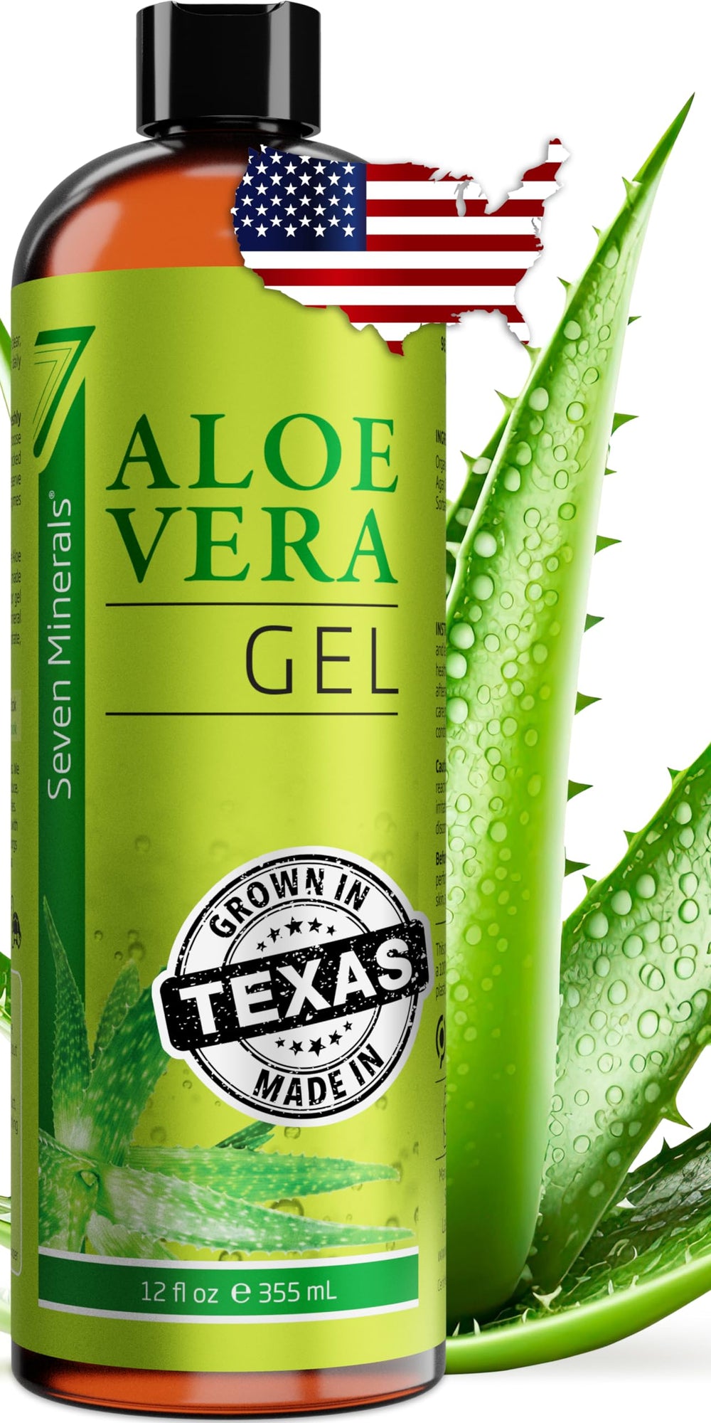Seven Minerals Aloe Gel bottle front for daily hydration.