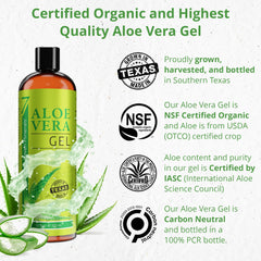 Seven Minerals Aloe Gel texture closeup shows non-sticky, fast-absorb formula.