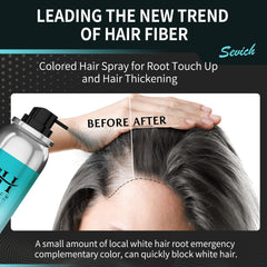 Sevich Hair Fiber Thickener application nozzle highlights easy, precise root touch-up.