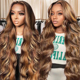 SFTNMEH honey blonde ombre 13x6 wig front view offers natural part and volume.