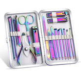 SFYDOM Rainbow Manicure Kits case open shows organized tools for travel-ready grooming.