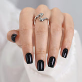 ShangMeng Black press-on nails square soft-gel short for quick salon-ready nails at home.